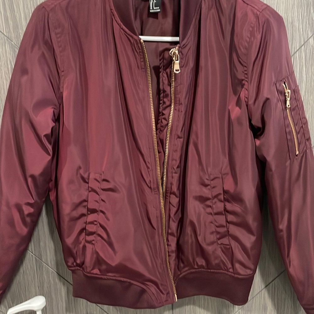 Womens Bomber Jacket, beautiful wine color!